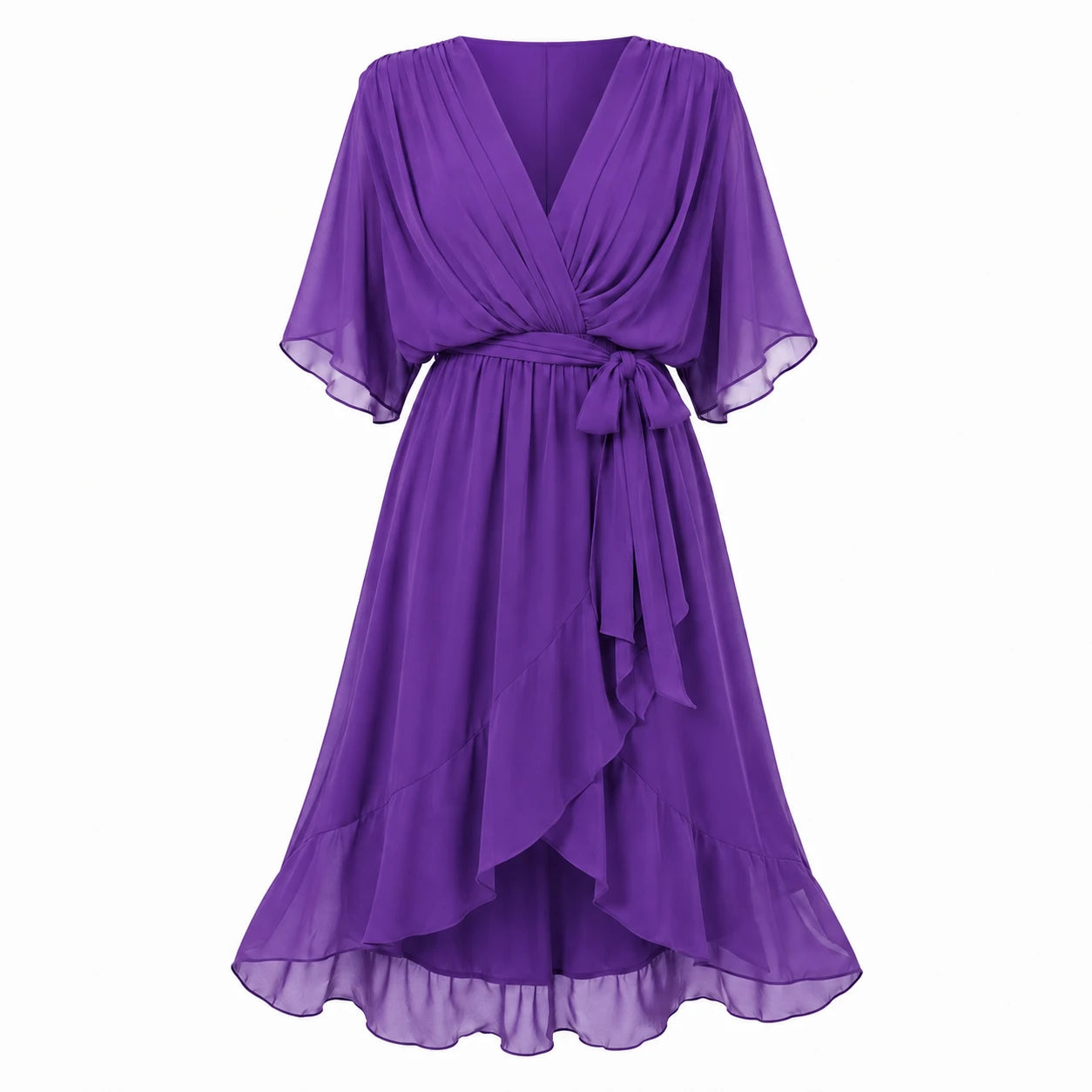 Draped Tie-Waist Midi Dress WHD0606439