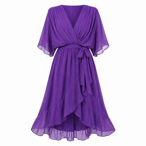 Draped Tie-Waist Midi Dress WHD0606439