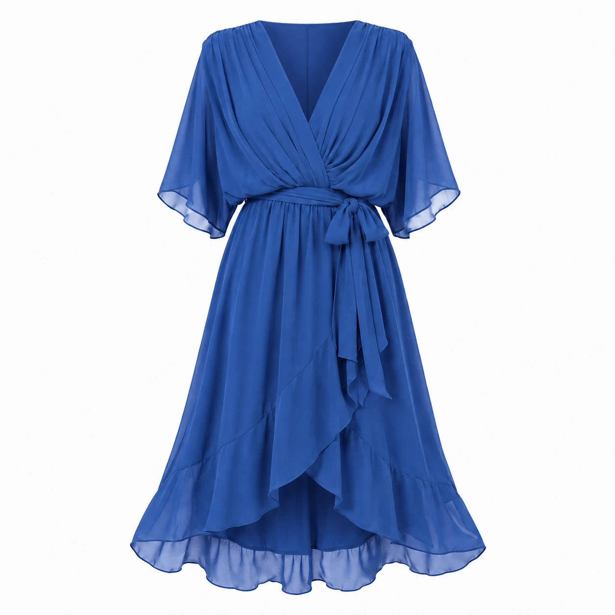 Draped Tie-Waist Midi Dress WHD0606439