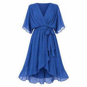 Draped Tie-Waist Midi Dress WHD0606439