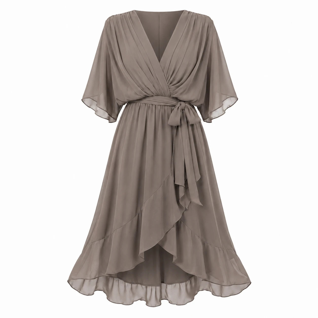 Draped Tie-Waist Midi Dress WHD0606439