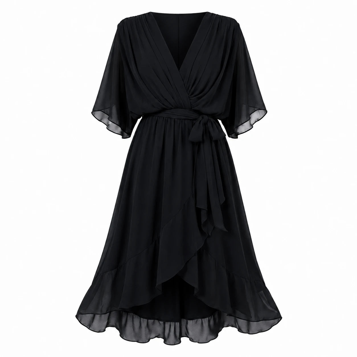 Draped Tie-Waist Midi Dress WHD0606439