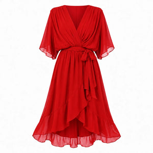 Draped Tie-Waist Midi Dress WHD0606439