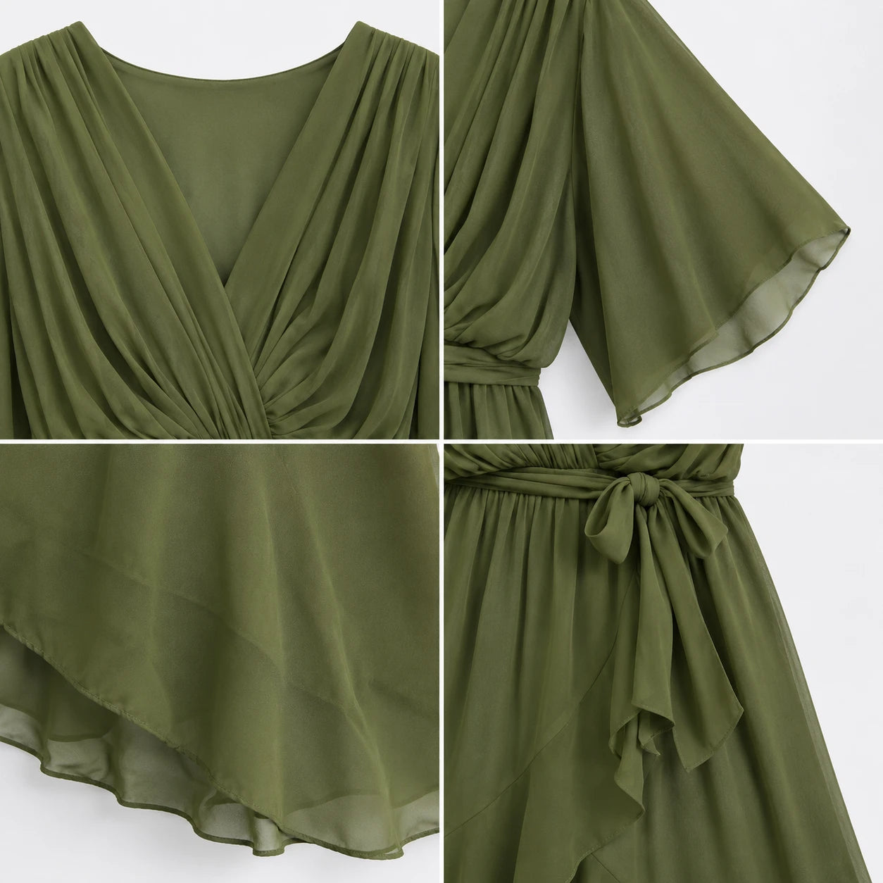 Draped Tie-Waist Midi Dress WHD0606439