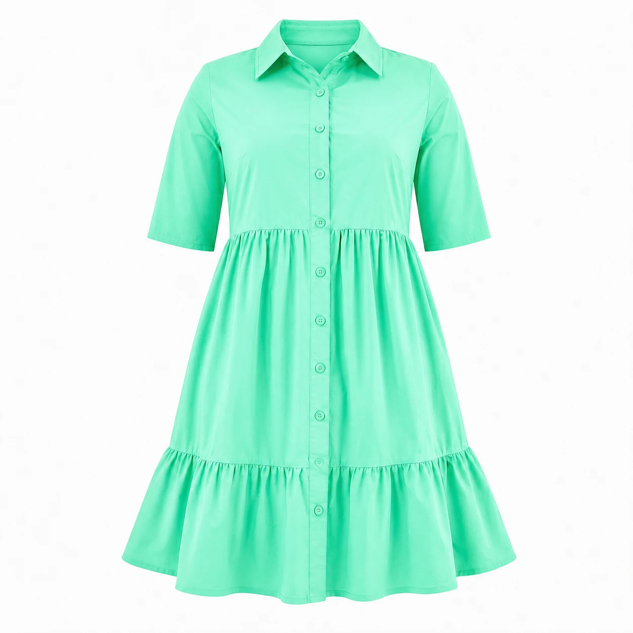 Tiered Button Shirt Dress WHD0606442
