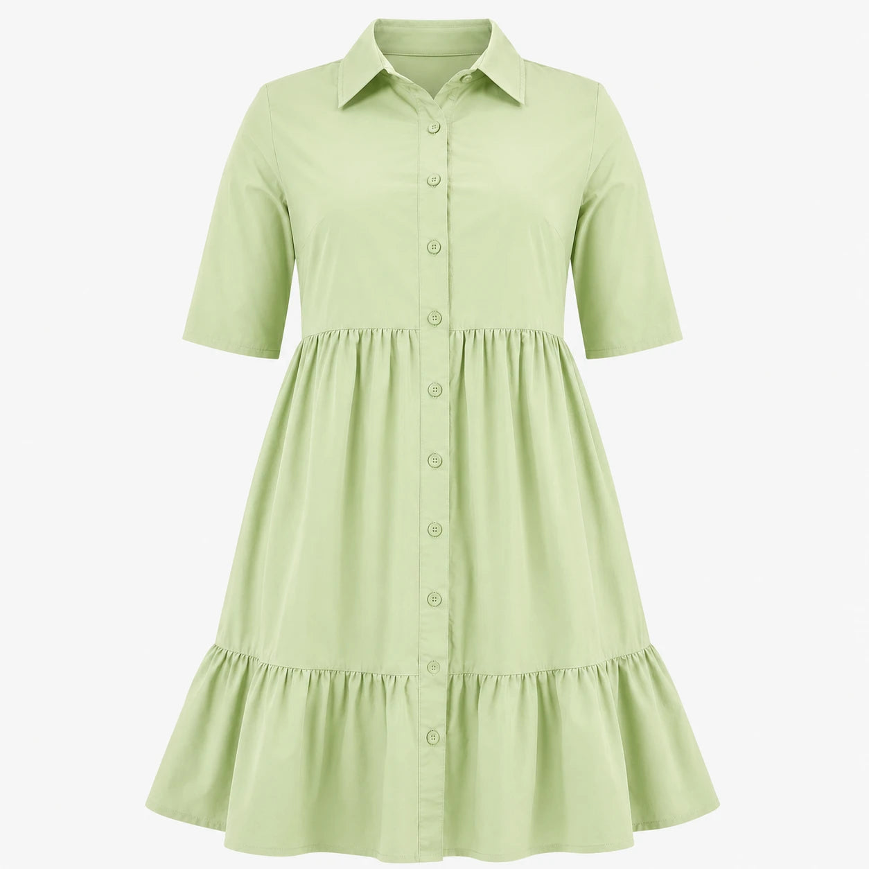 Tiered Button Shirt Dress WHD0606442