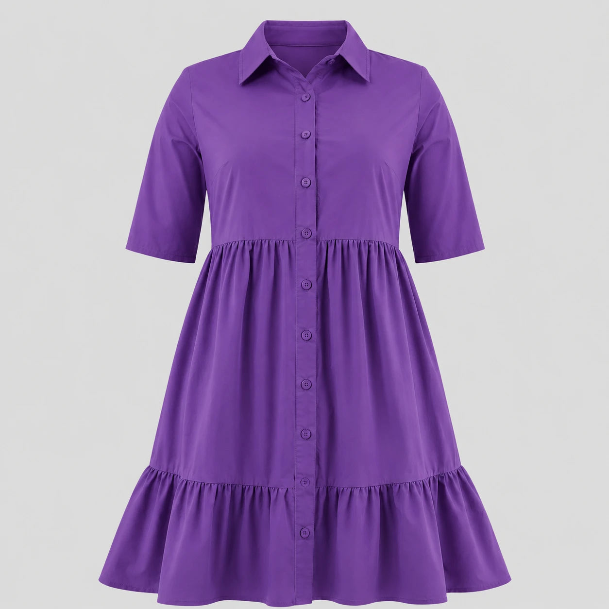 Tiered Button Shirt Dress WHD0606442