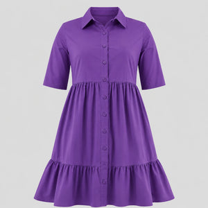 Tiered Button Shirt Dress WHD0606442
