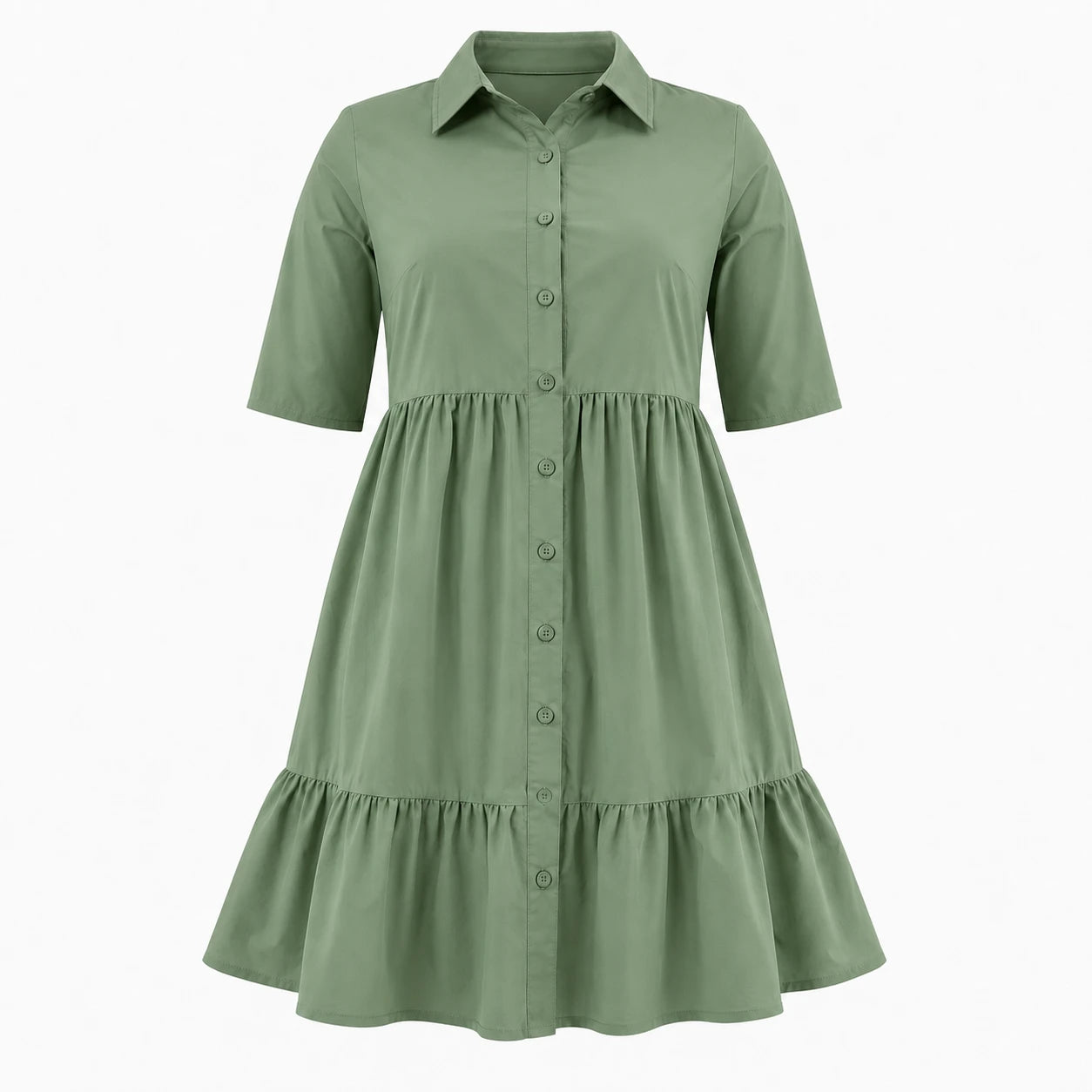Tiered Button Shirt Dress WHD0606442