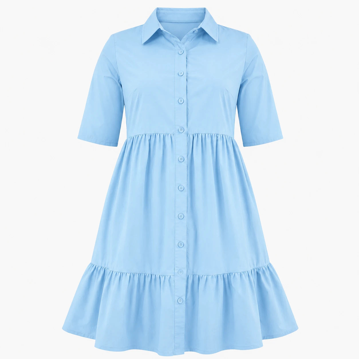 Tiered Button Shirt Dress WHD0606442