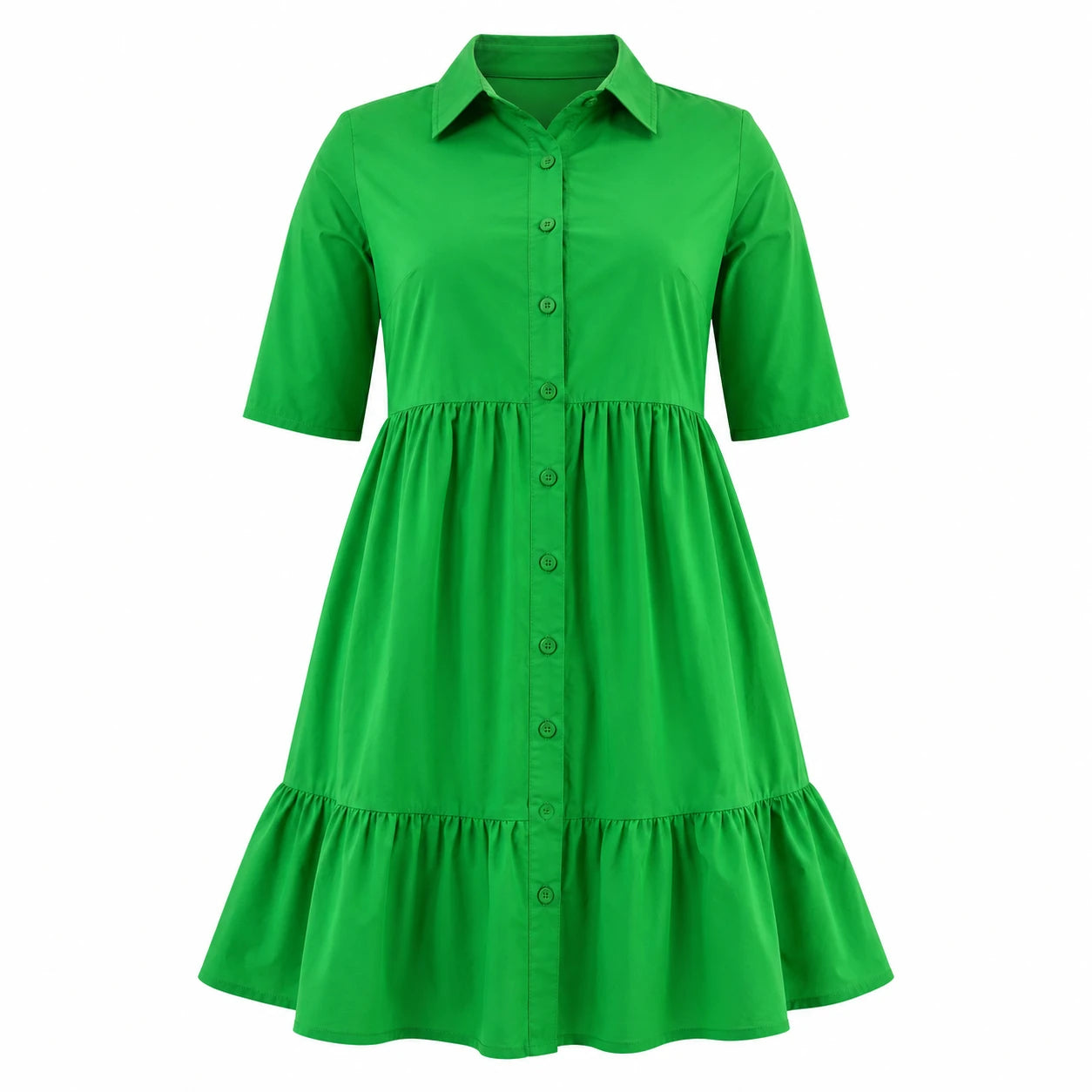 Tiered Button Shirt Dress WHD0606442