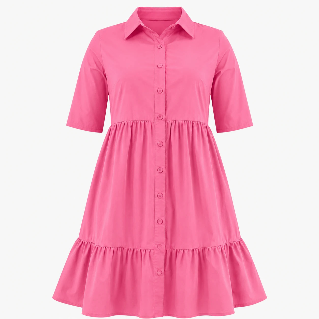 Tiered Button Shirt Dress WHD0606442
