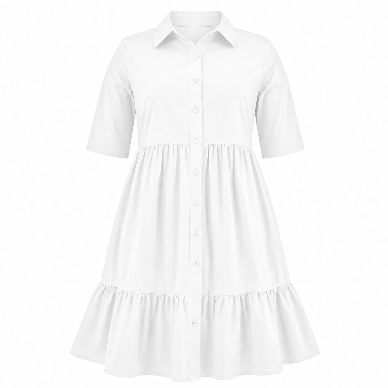 Tiered Button Shirt Dress WHD0606442