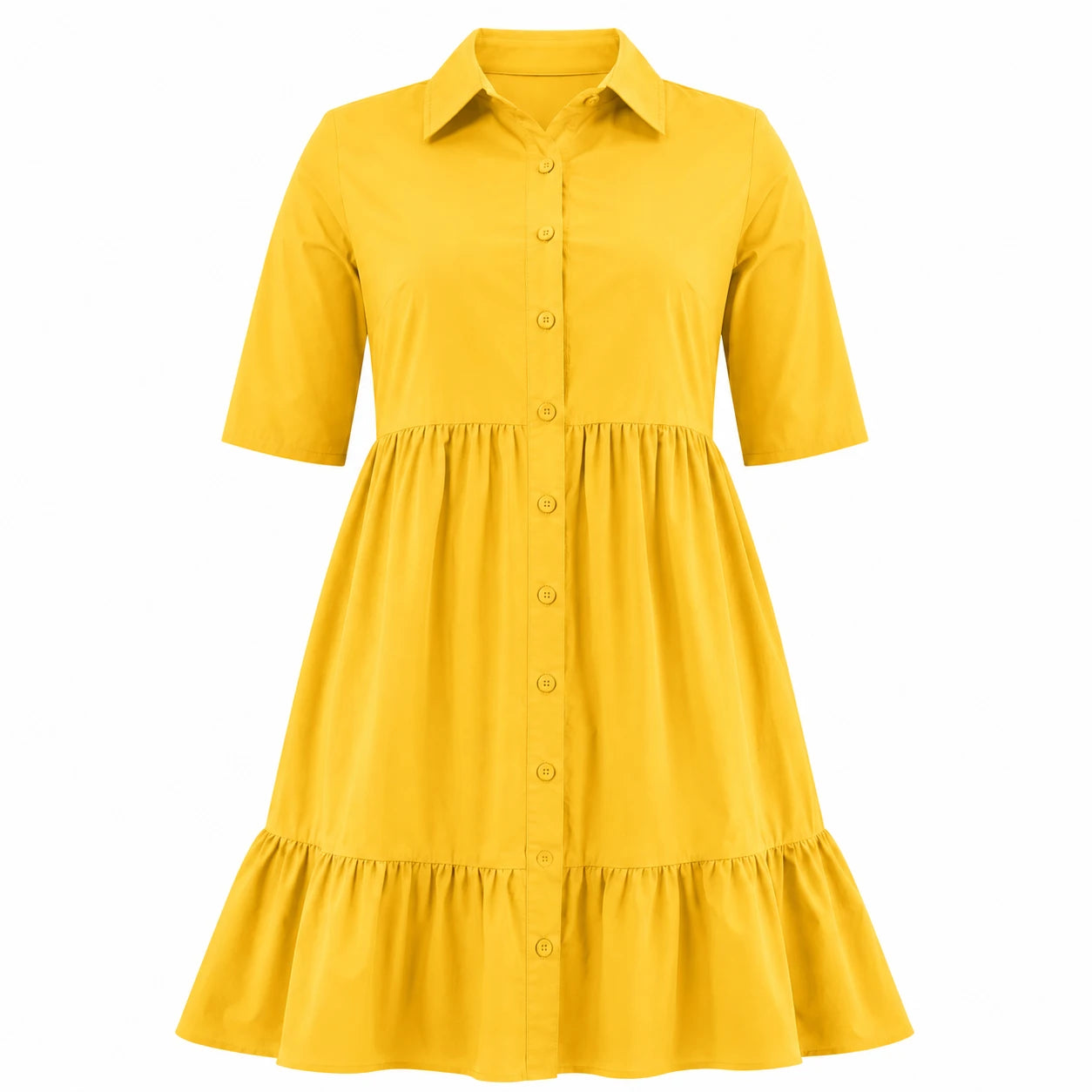 Tiered Button Shirt Dress WHD0606442