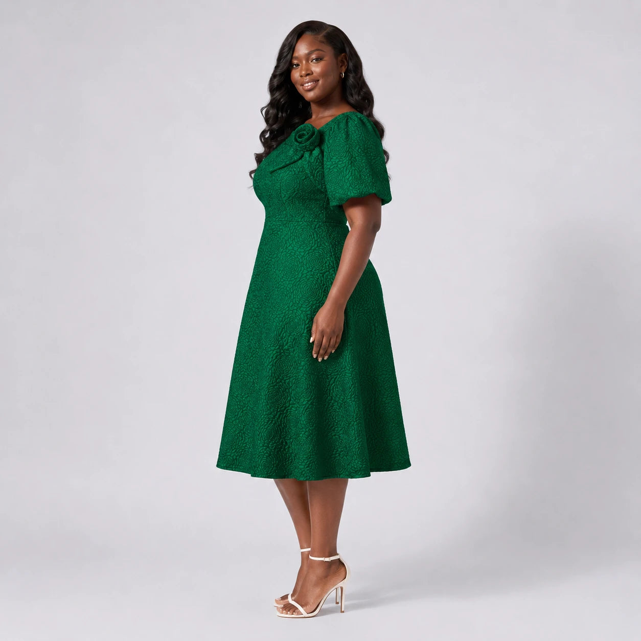 Emerald Jacquard Midi Dress WHD0606443