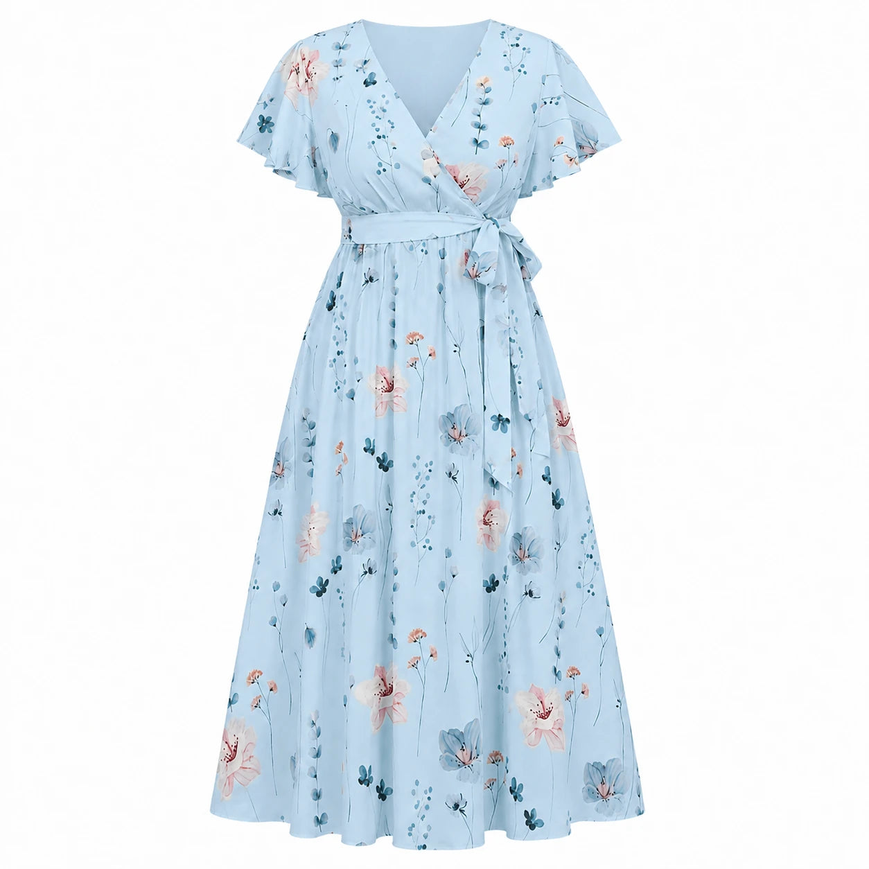 Floral Tie-Waist Maxi Dress WHD0606444