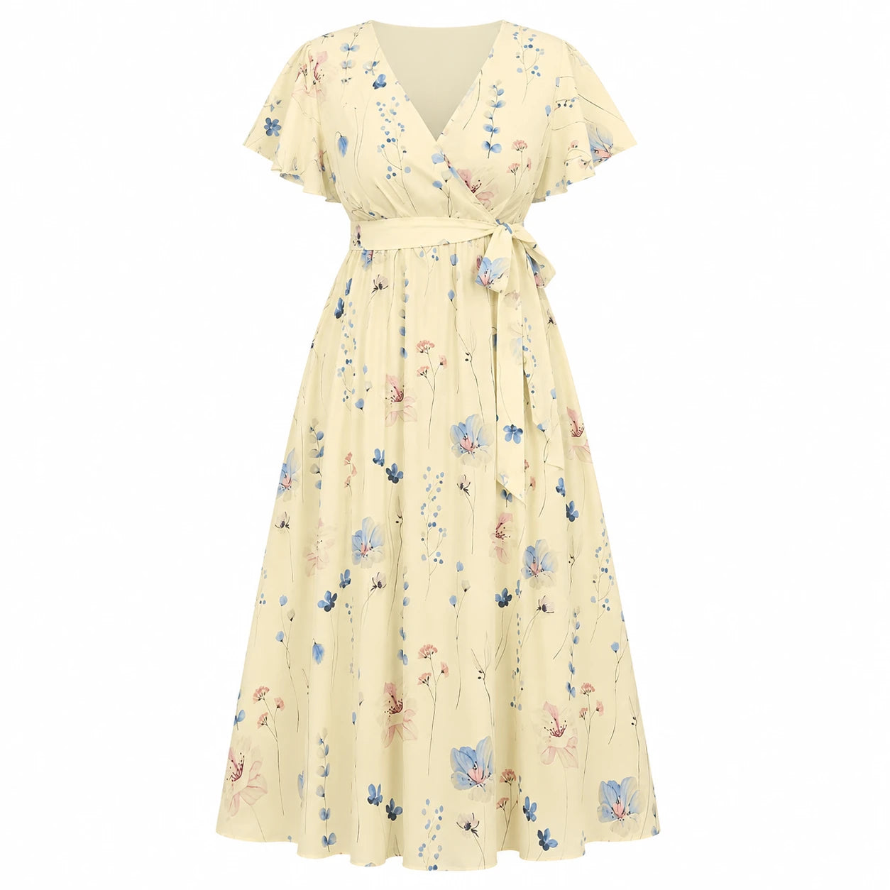 Floral Tie-Waist Maxi Dress WHD0606444
