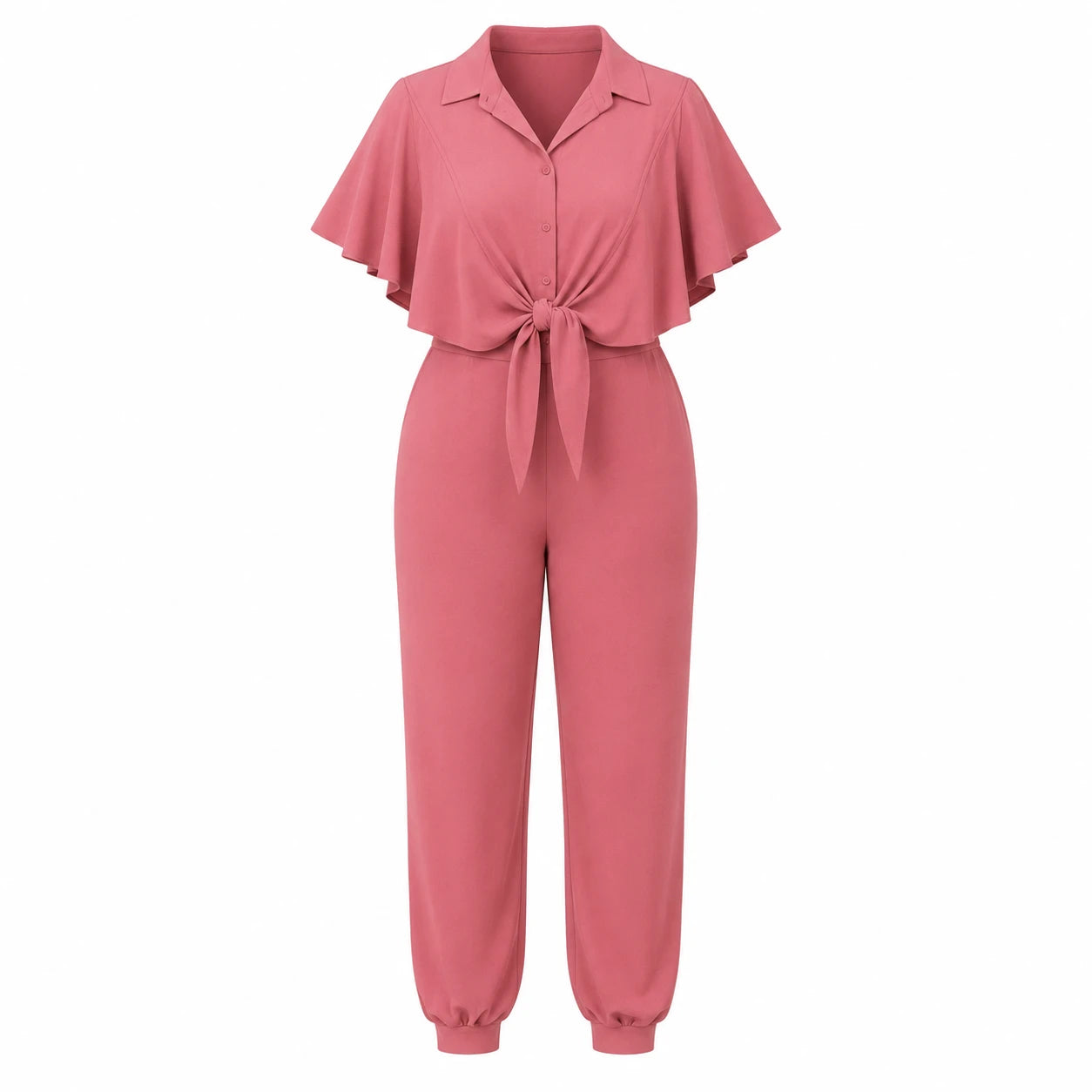Tie Front Tapered Jumpsuit WHD0606447