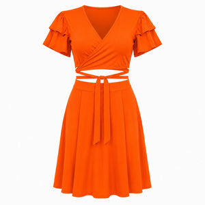 Fuchsia Wrap Skirt Set WHD0606451