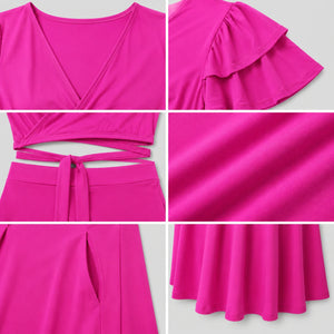 Fuchsia Wrap Skirt Set WHD0606451