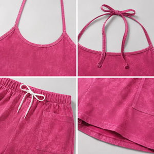 Pink Halter Shorts Set WHD0606455