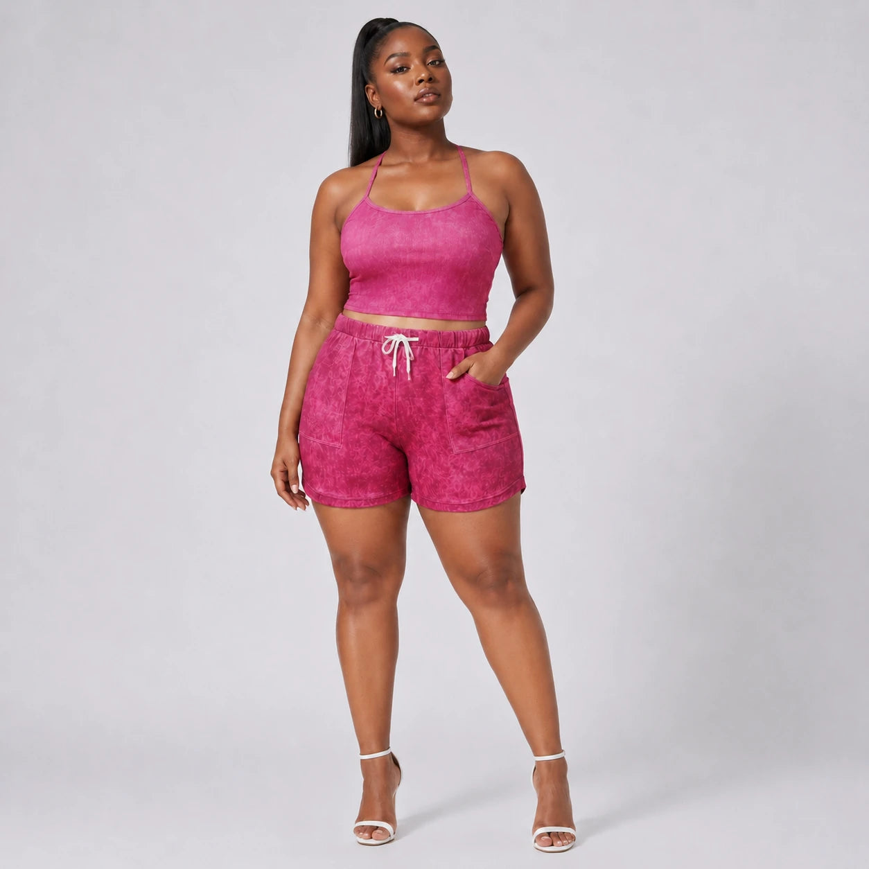 Pink Halter Shorts Set WHD0606455