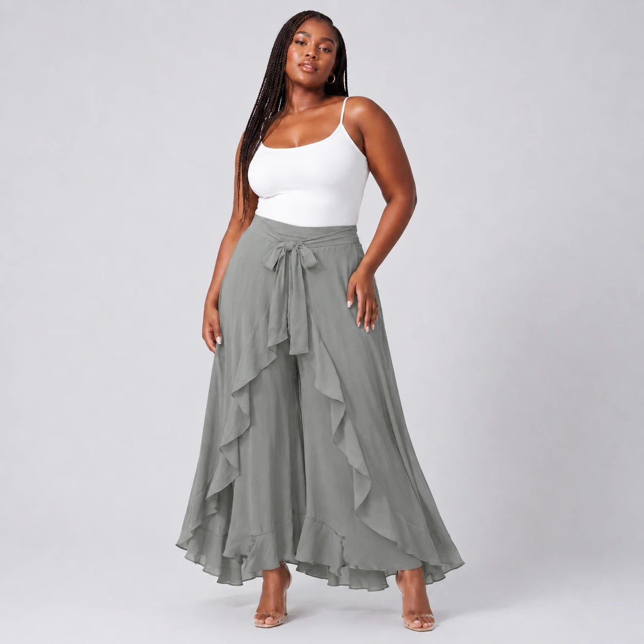 Tie-Waist Ruffle Maxi Skirt WHD0606461