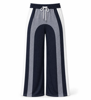 Colorblock Drawstring Wide Leg Pants WHD0606463