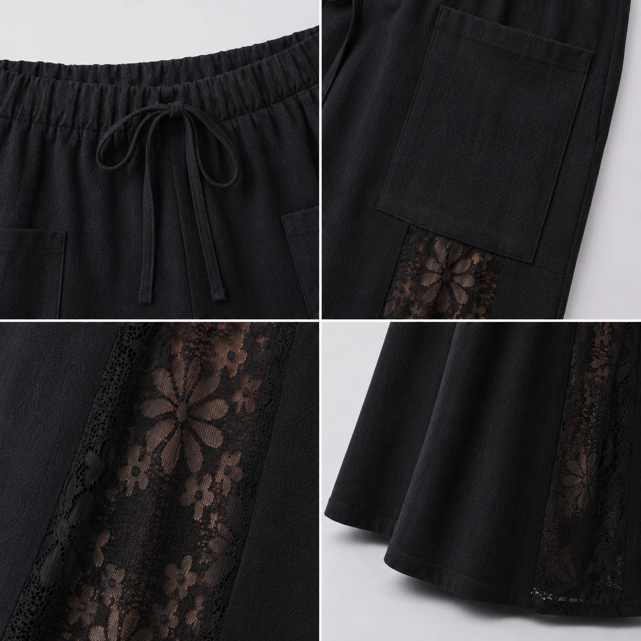 Lace Panel Wide Leg Pants WHD0606466