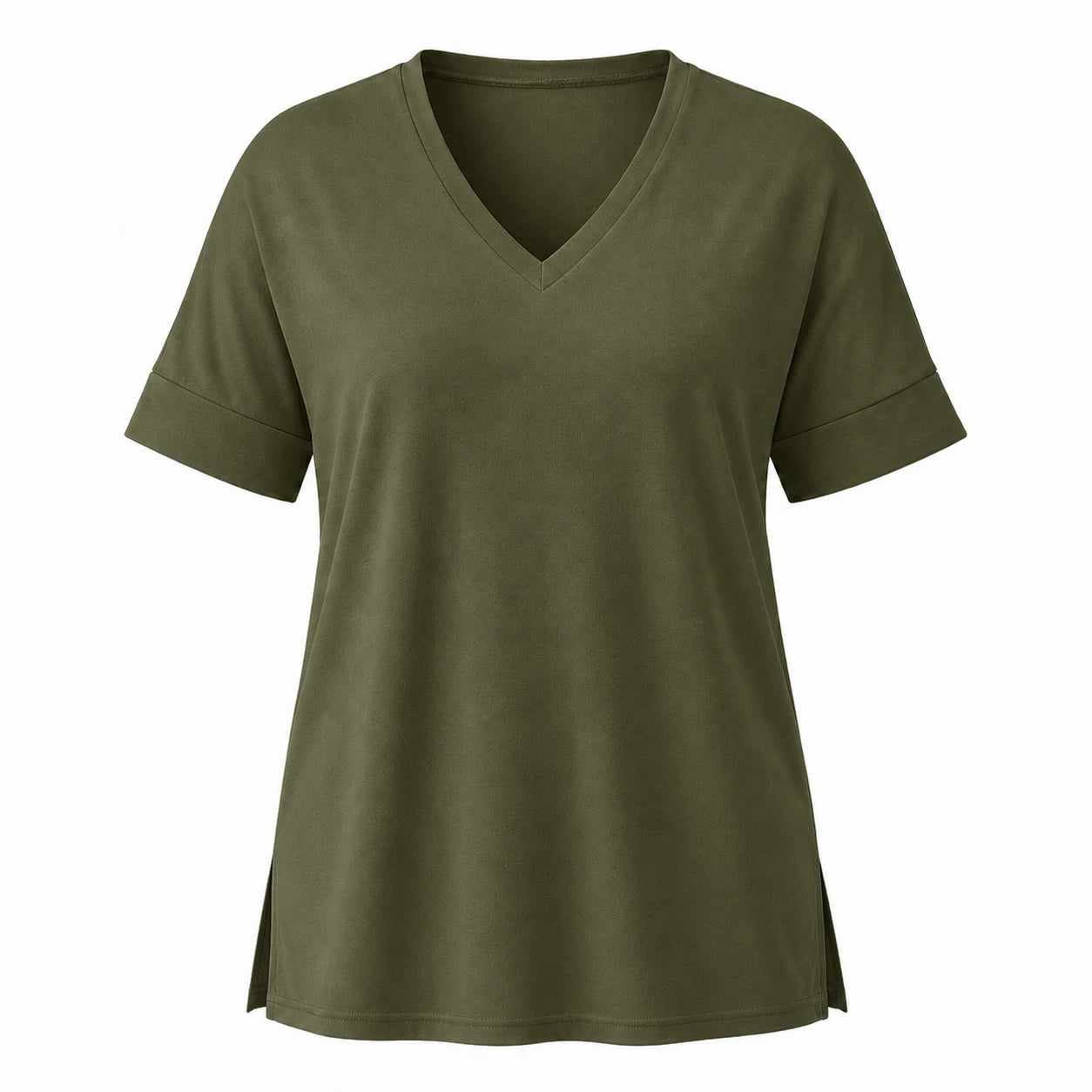 V-Neck Side Slit Tee WHD0606467