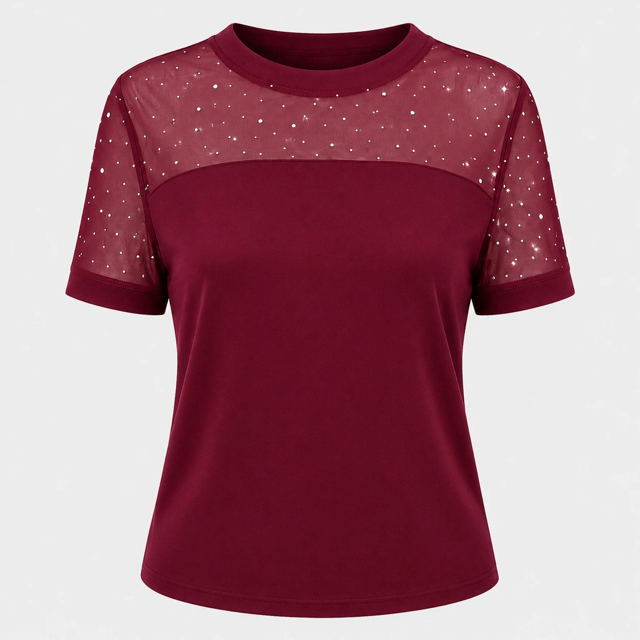 Rhinestone Mesh Yoke Top WHD0606473