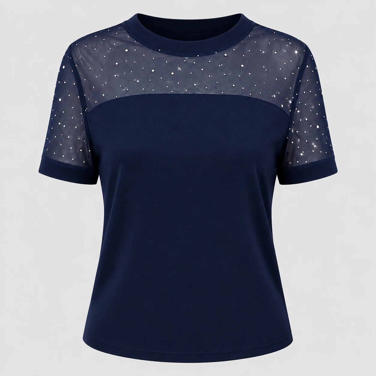 Rhinestone Mesh Yoke Top WHD0606473
