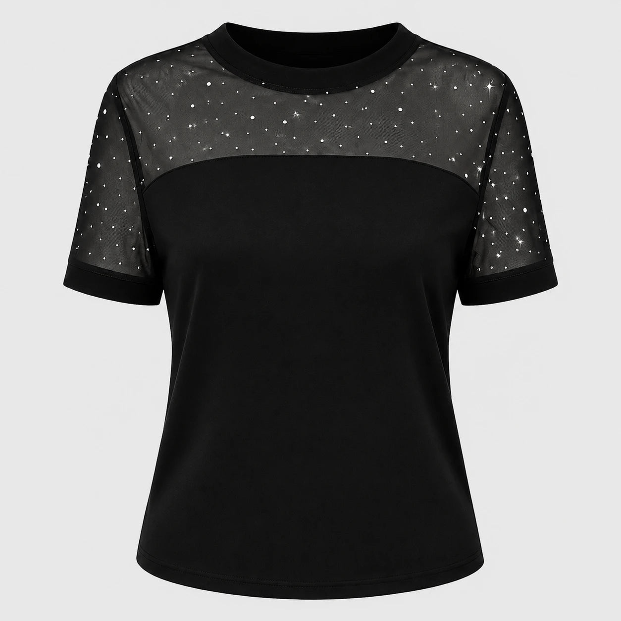Rhinestone Mesh Yoke Top WHD0606473