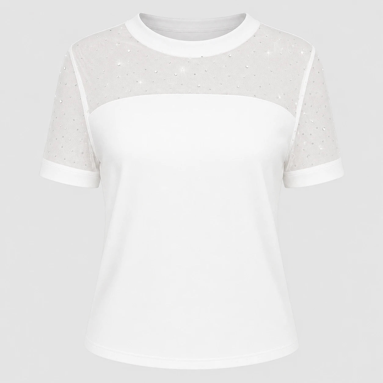 Rhinestone Mesh Yoke Top WHD0606473