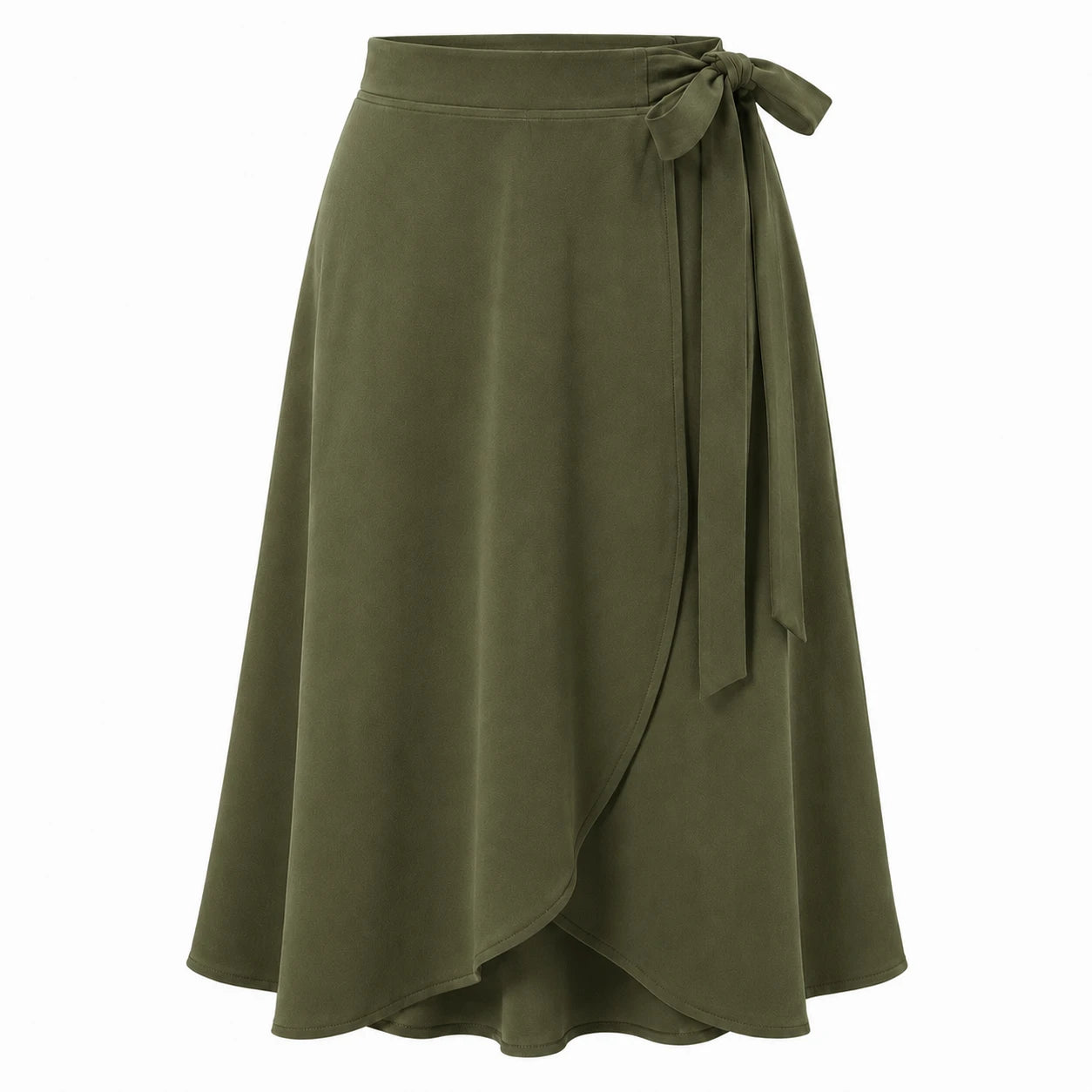 Tie-Waist Wrap Midi Skirt WHD0606478