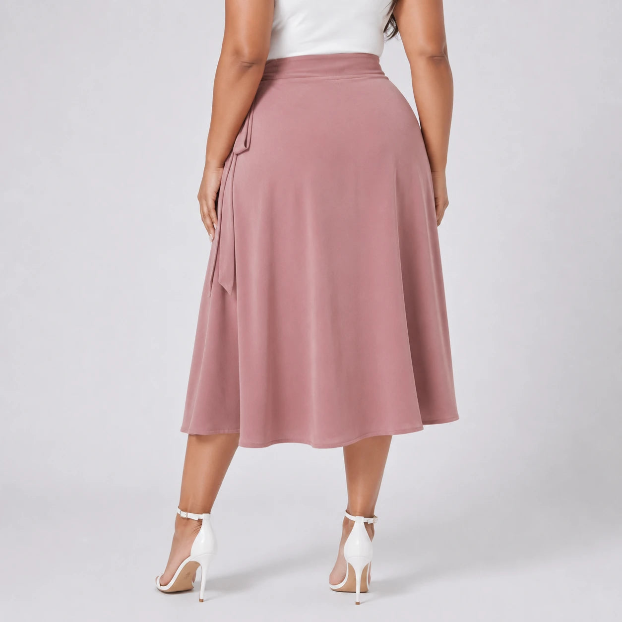 Tie-Waist Wrap Midi Skirt WHD0606478