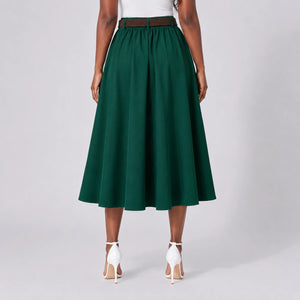 Belted Pleated Midi Skirt WHD0606479