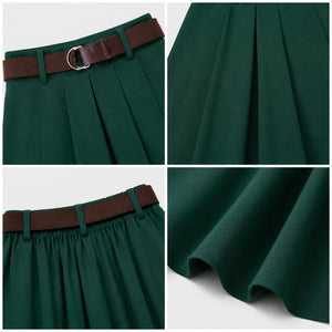 Belted Pleated Midi Skirt WHD0606479
