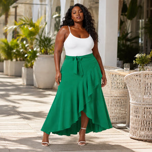 Ruffle Tie-Waist Maxi Skirt WHD0606481