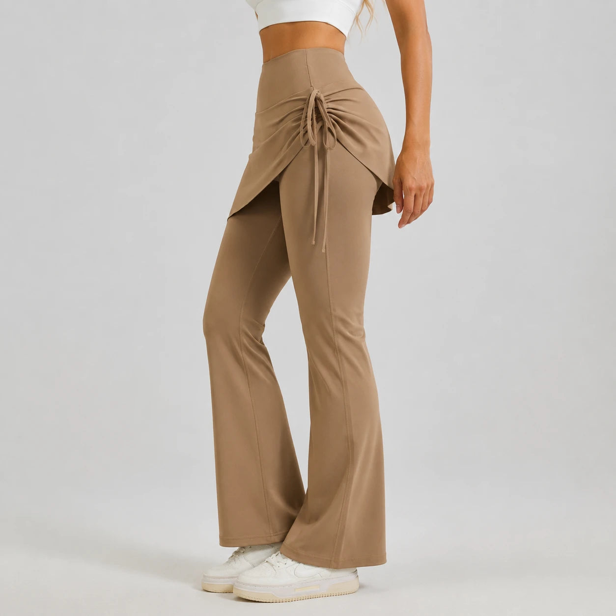 Ruched Skirted Flare Leggings WHD0606515-JYMK139