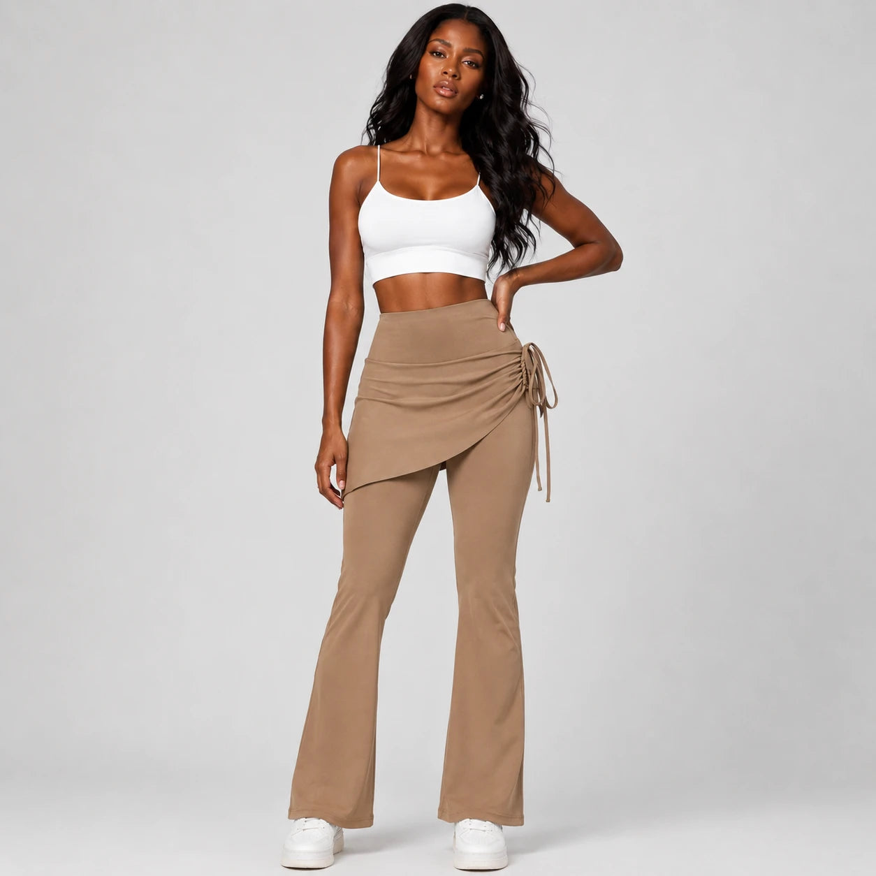 Ruched Skirted Flare Leggings WHD0606515-JYMK139