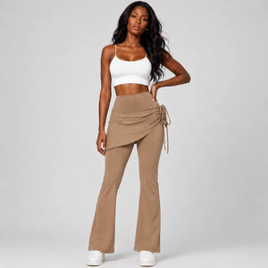 Ruched Skirted Flare Leggings WHD0606515-JYMK139