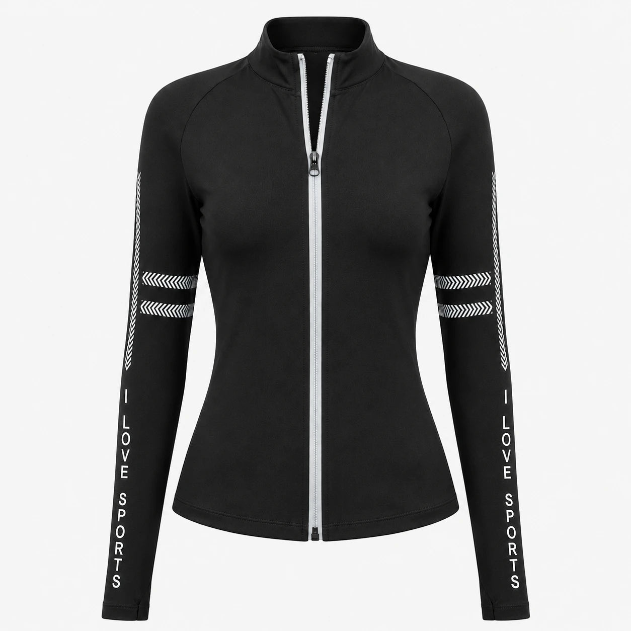 Printed Sleeve Zip Active Jacket WHD0606520-JYMW015