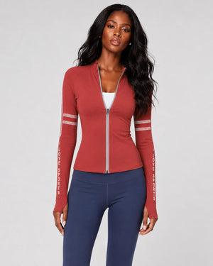 Printed Sleeve Zip Active Jacket WHD0606520-JYMW015