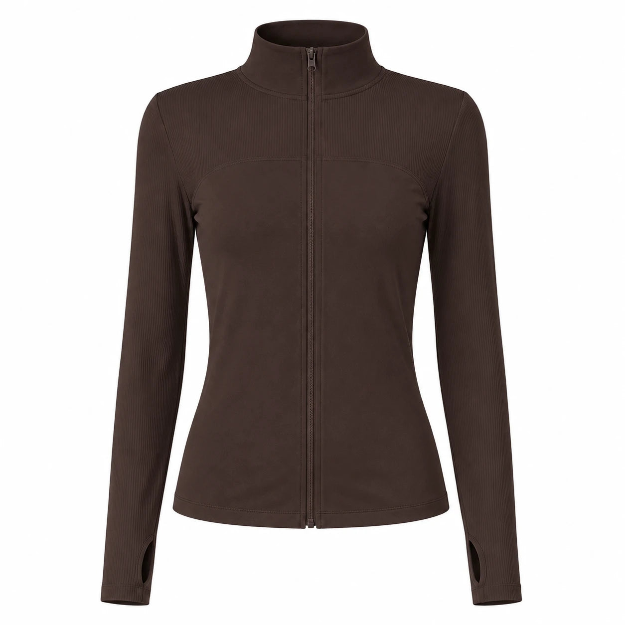 Ribbed Zip Mock Neck Top WHD0606525-JYMW117
