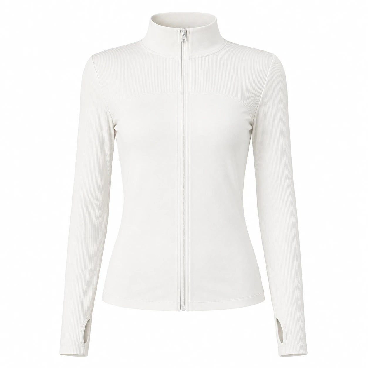 Ribbed Zip Mock Neck Top WHD0606525-JYMW117