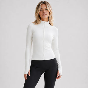 Ribbed Zip Mock Neck Top WHD0606525-JYMW117