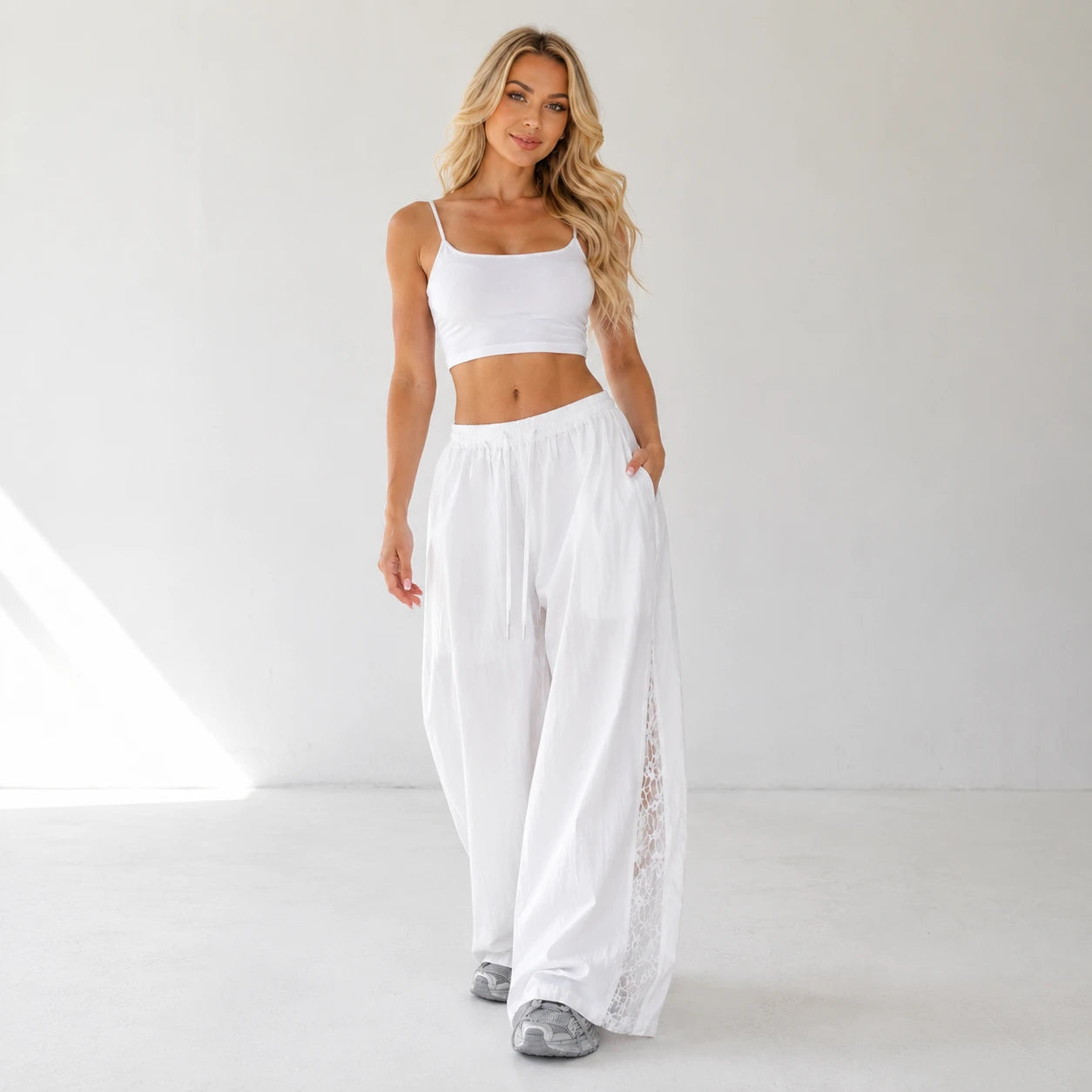Crinkled Wide Leg Pants WHD0606538
