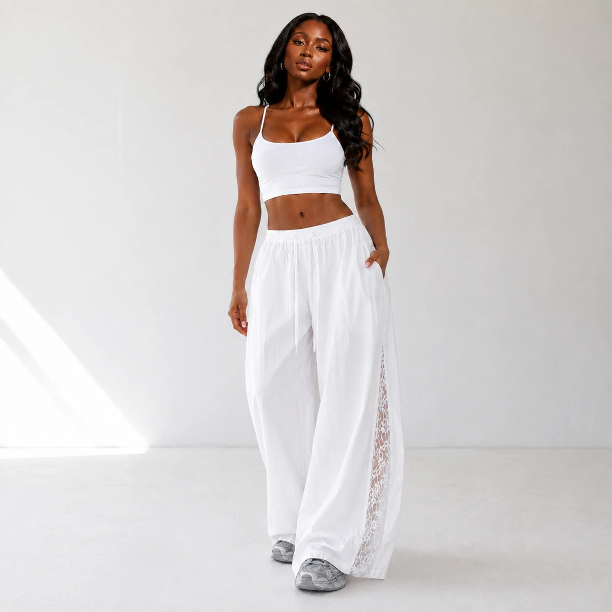 Crinkled Wide Leg Pants WHD0606538