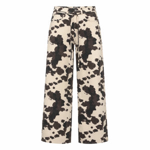 Cow Print Wide Leg Pants WHD0606542